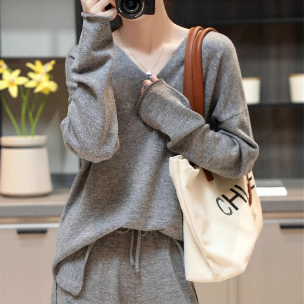 Damen Pullover V-Ausschnitt Weiches Material Lässiger Schnitt