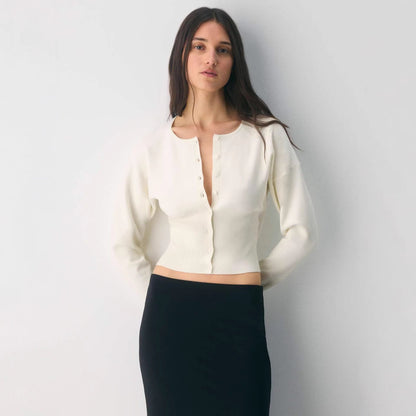 Damen Strickjacke Eng geschnitten Knopfleiste Norvielle