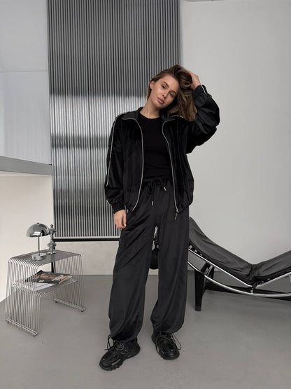 Damen Sportanzug-Set Samt Lässiger Schnitt