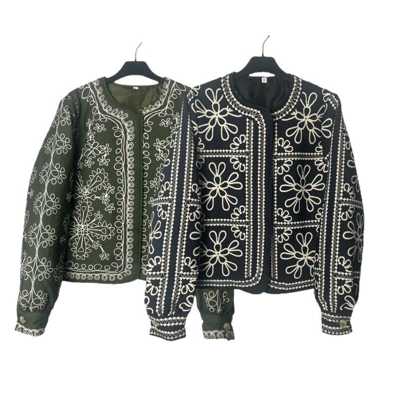 Damen Patchwork-Jacke Florales Muster Elegant