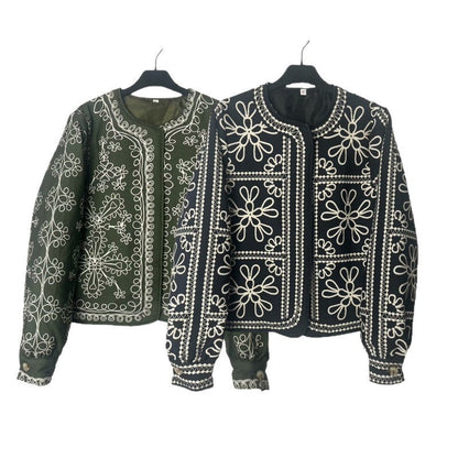Damen Patchwork-Jacke Florales Muster Elegant
