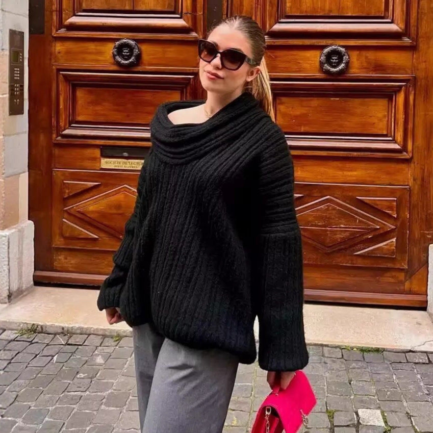 Damen Grobstrickpullover Rollkragen Norvielle