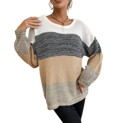Damen Strickpullover Lässig Blockfarben Norvielle