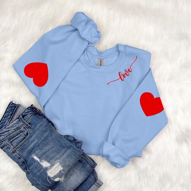 Damen Sweatshirt Herzen-Design Lässiger Schnitt Norvielle