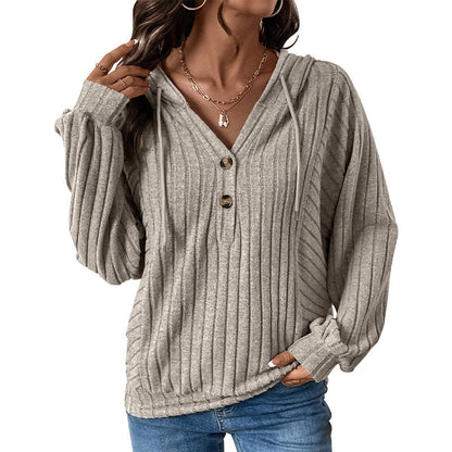 Damen Kapuzenpullover Strukturiertes Rippenmuster Norvielle