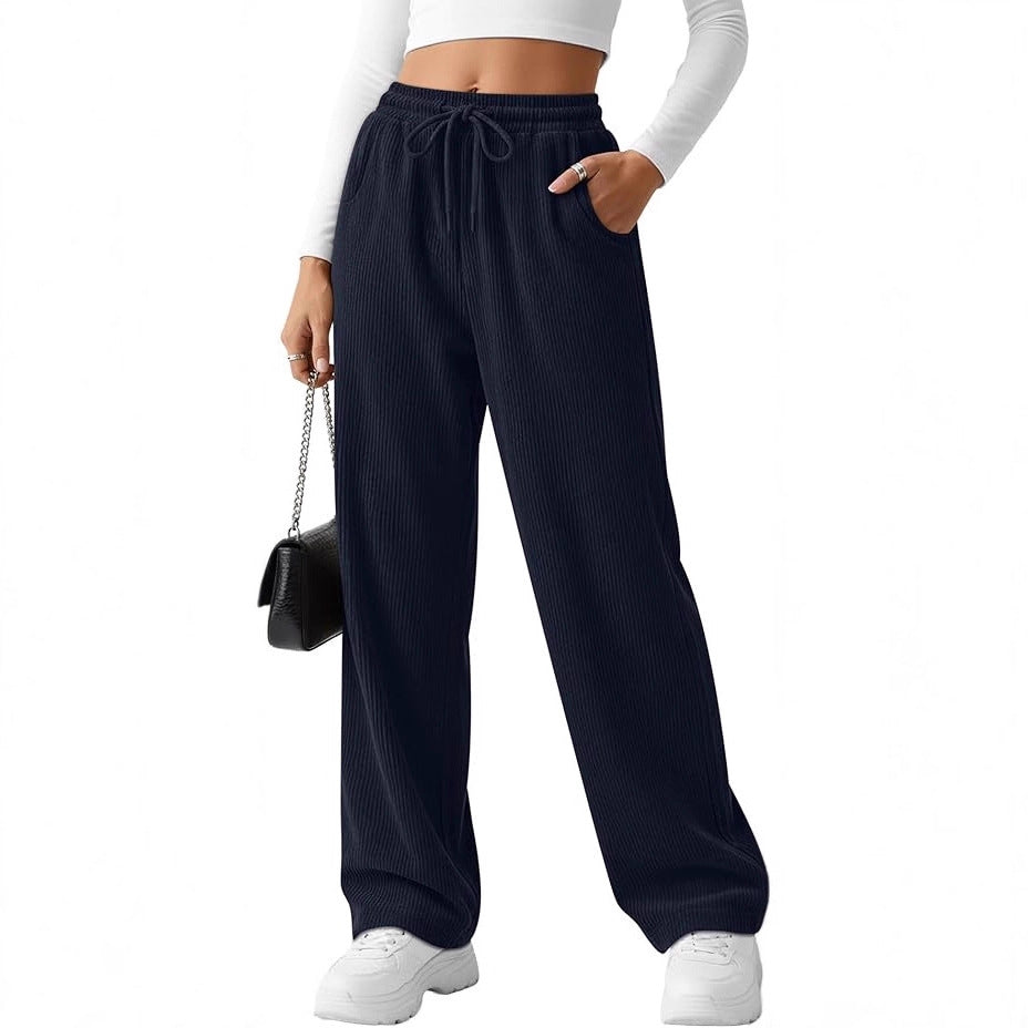 Damen Rippstrick-Hose Breit Kordelzug Norvielle