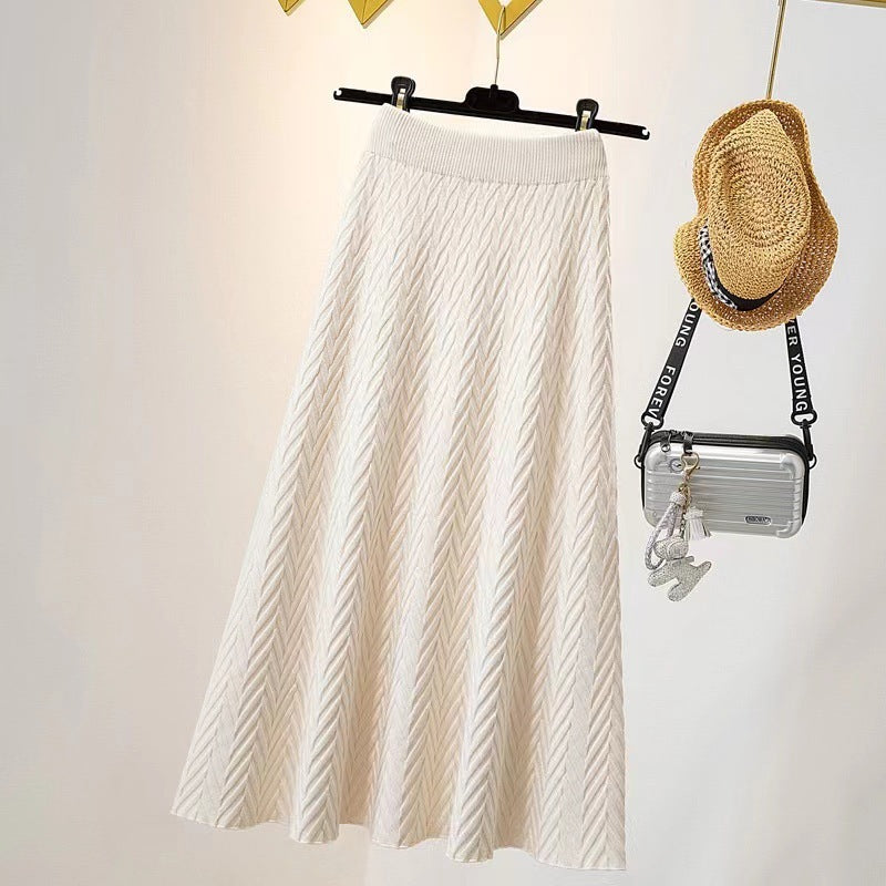 Damen Midirock Chevron-Muster Elegant