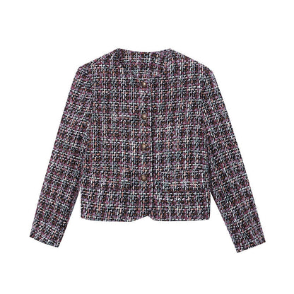 Damen Boucle-Jacke Strukturiert Symbolknöpfe Beige