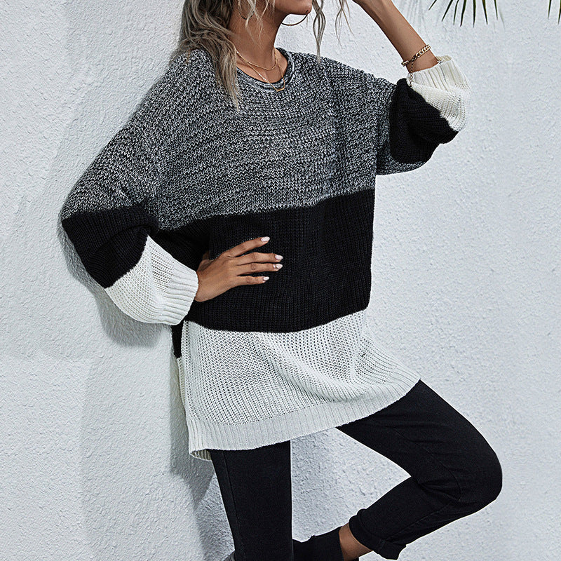 Damen Strickpullover Oversized Farbwechsel Norvielle
