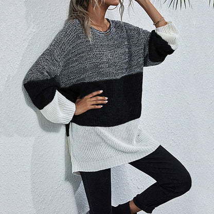 Damen Strickpullover Oversized Farbwechsel Norvielle