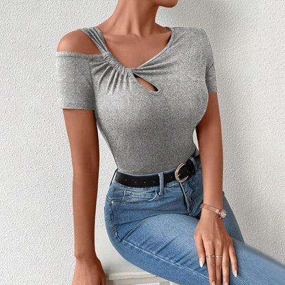 Damen Bodysuit Figurbetont Asymmetrischer Ausschnitt