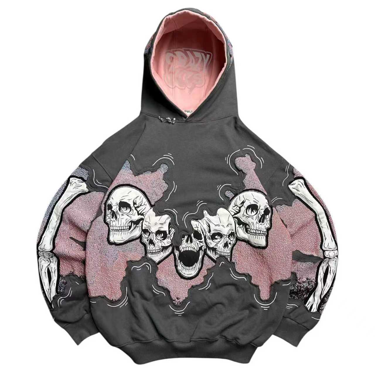 Damen Kapuzenpullover Totenkopf-Print Norvielle