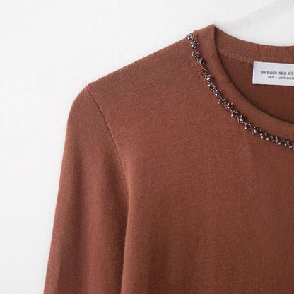 Damen Strickcardigan Elegantes Design mit Perlenverzierung