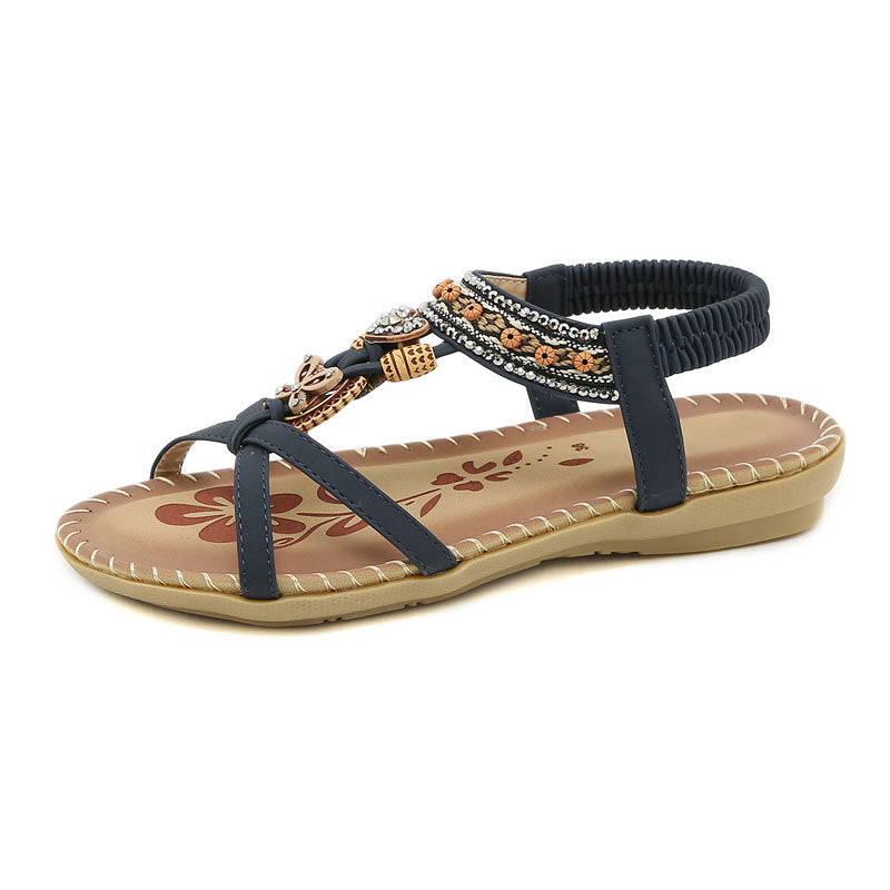 Damen Sandalen Elastikriemen Slip-On Beige