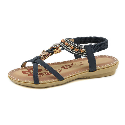 Damen Sandalen Elastikriemen Slip-On Beige