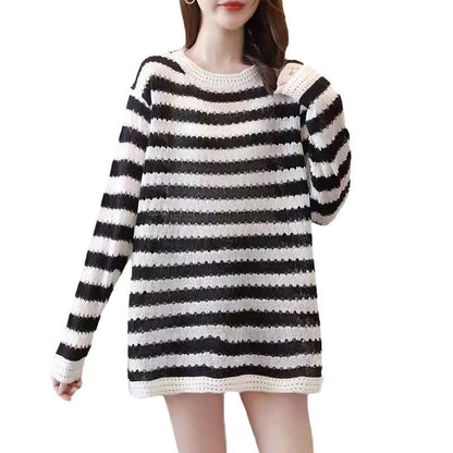 Damen Strickpullover Gestreift Weit