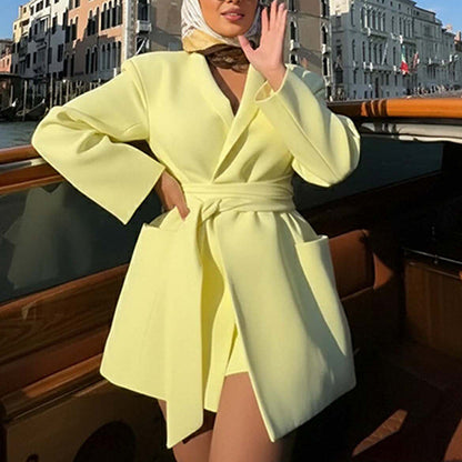 Damen Sommerjacke mit Bindegürtel und Taschen Norvielle