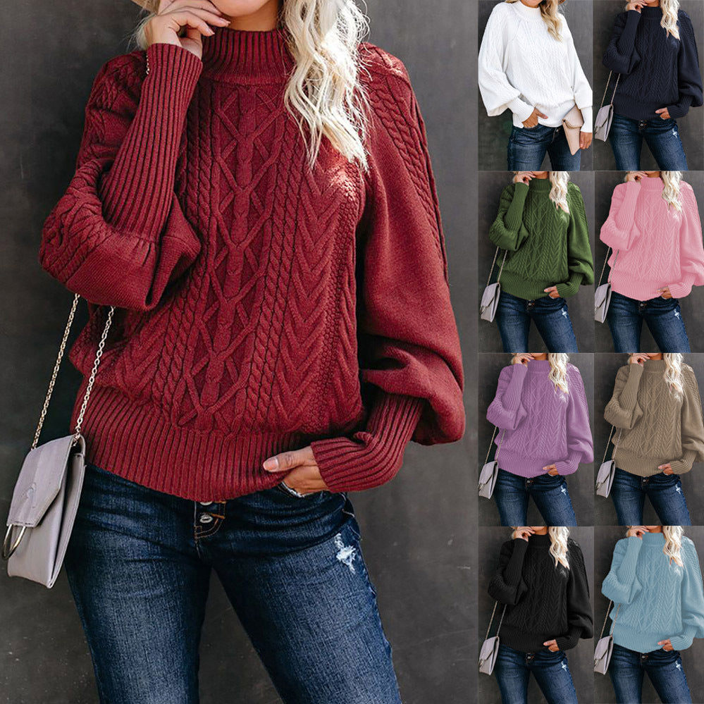 Damen Strickpullover Stehkragen Zopfmuster - Norvielle