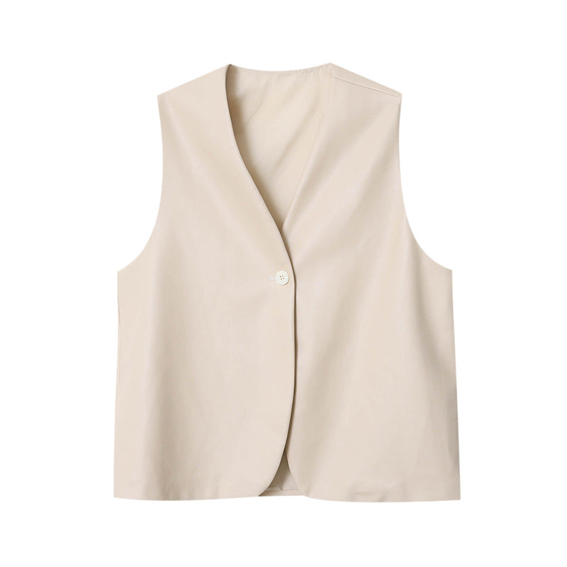 Damen Weste Veganleder Elegant