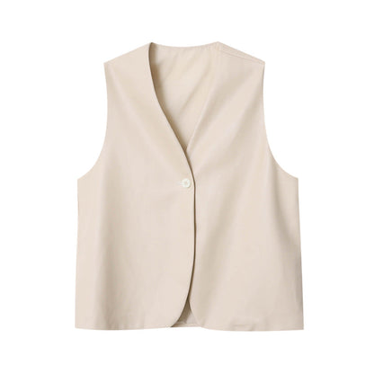 Damen Weste Veganleder Elegant