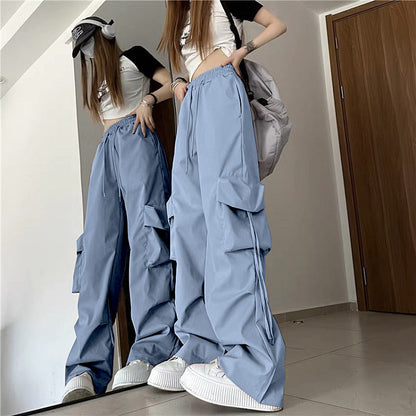 Damen Cargo-Hose Urban Stil Seitentaschen Elastischer Bund