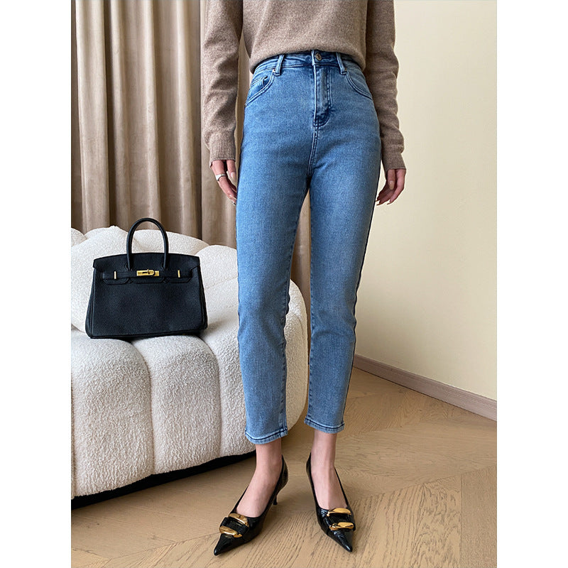Damen Hochtaillierte Jeans Slim Fit