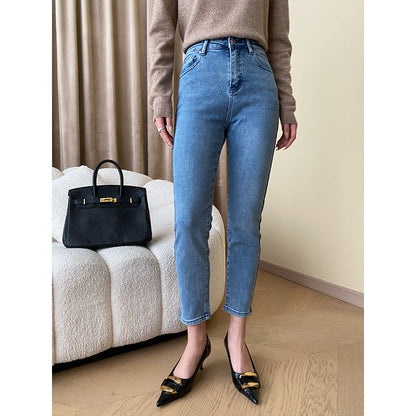 Damen Hochtaillierte Jeans Slim Fit