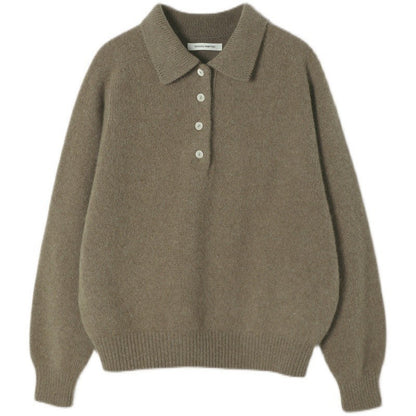 Damen Pullover Polokragen Knopfdetails Norvielle