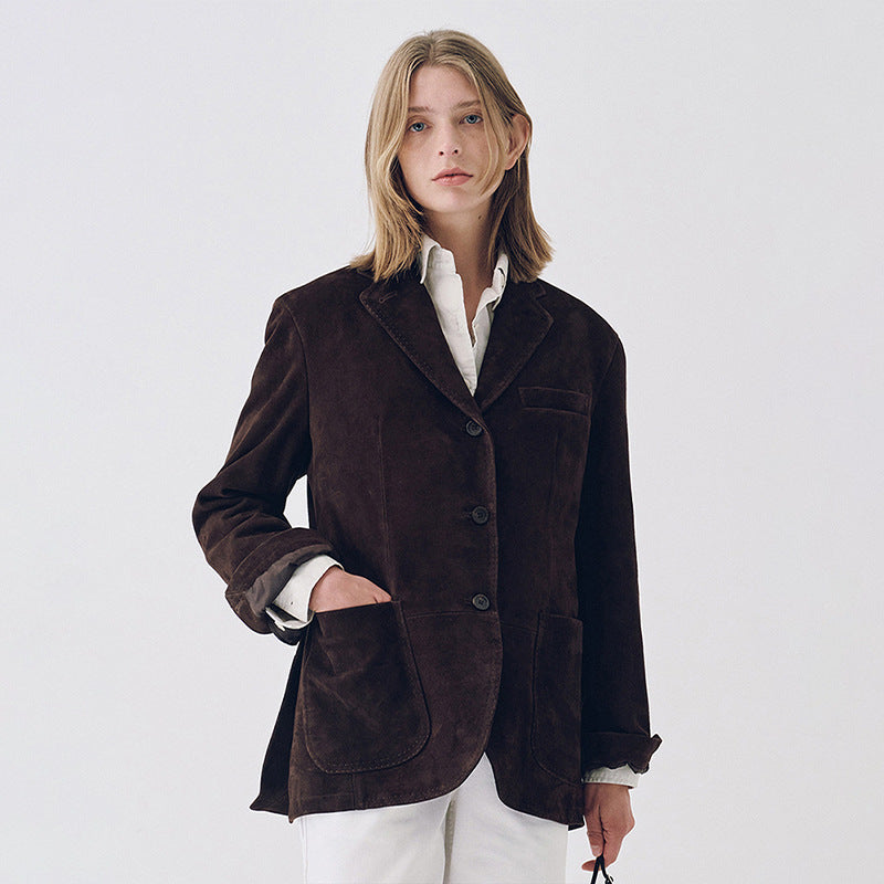 Damen Wildlederblazer mit Taschen Norvielle - Norvielle