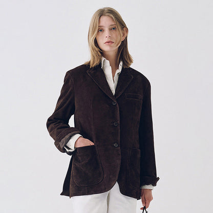 Damen Wildlederblazer mit Taschen Norvielle - Norvielle