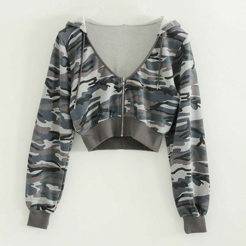 Damen Cropped Zip-Hoodie Sportlich Norvielle
