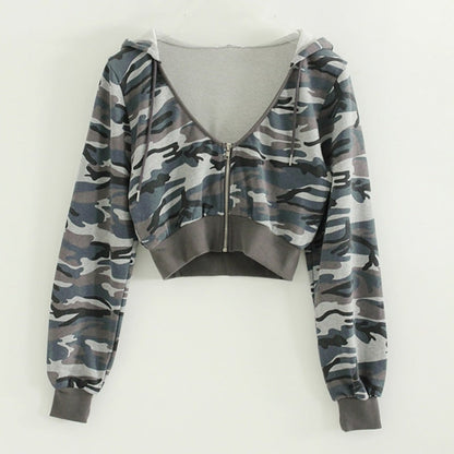 Damen Cropped Zip-Hoodie Sportlich Norvielle