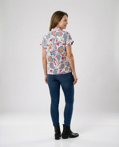 Damen Bluse Floralmuster Luftige Ärmel
