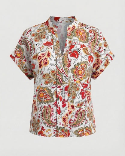 Damen Bluse Floralmuster Luftige Ärmel