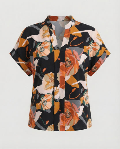 Damen Bluse Floralmuster Luftige Ärmel