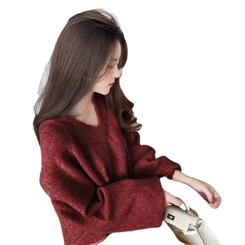 Damen Oversized V-Pullover Weich Norvielle