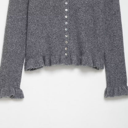 Damen Strickjacke Mit Kragen Dekorativer Knopfverschluss Norvielle