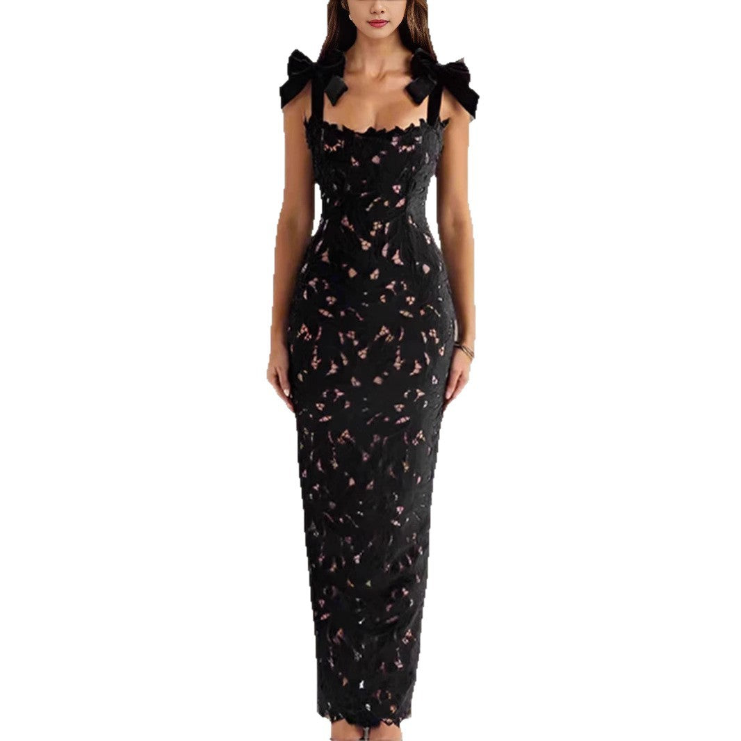 Damen Spitzenkleid mit Schleifenärmel Norvielle