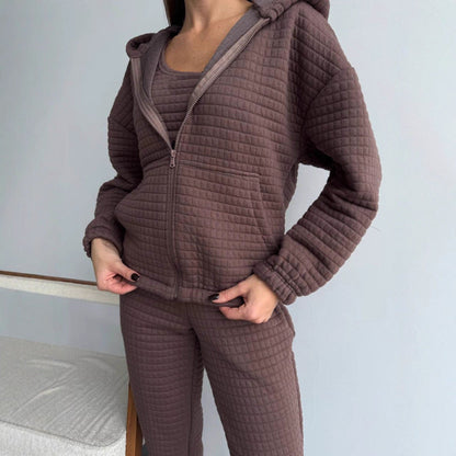 Damen Sportliches Loungewear-Set Gepolstertes Oberteil Elastische