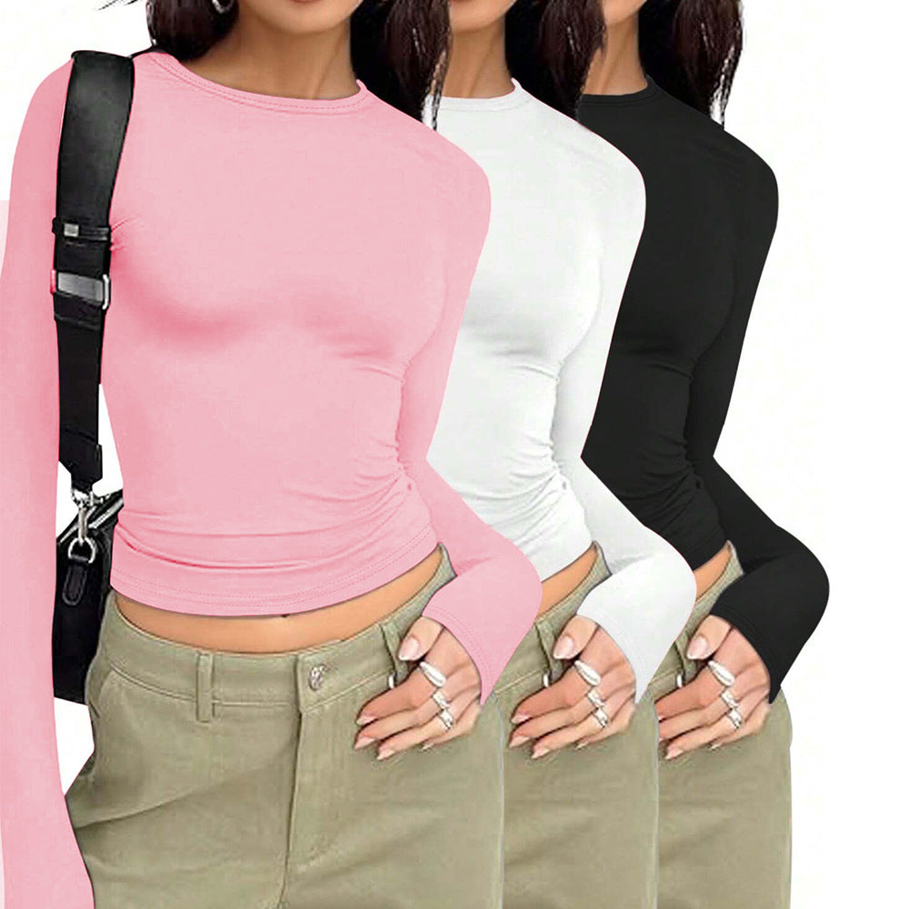 Damen Langärmliges Basic-Shirt Rundhalsausschnitt Norvielle - Norvielle