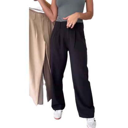 Damen High-Waist-Hosen mit Falten Dekorativ Norvielle