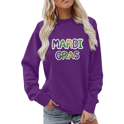 Damen Sweatshirt Mardi Gras Schriftzug Leicht Norvielle