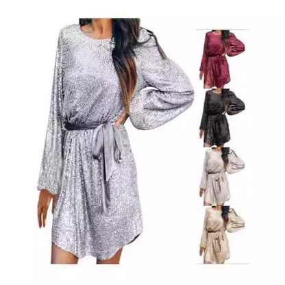 Damen Glitzerndes Jerseykleid Elegante Taillierung Norvielle - Norvielle