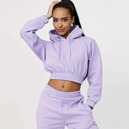 Damen Cropped Sweatanzug Elastischer Bund