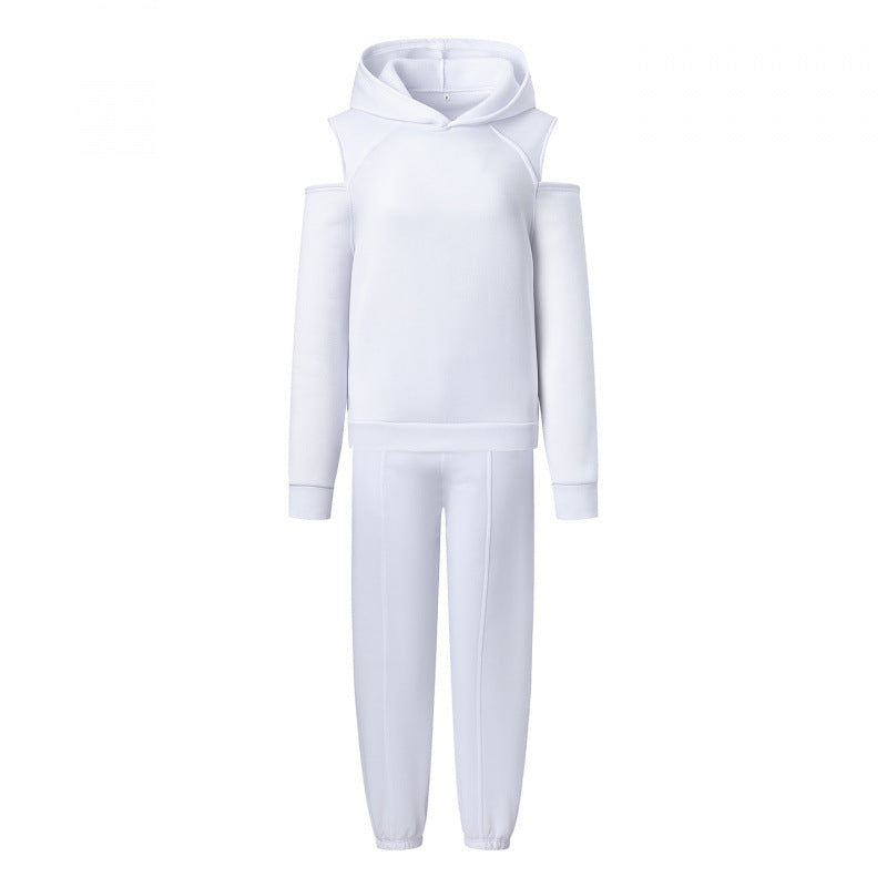 Damen Sportliches Sweatset Tiefes Raglanärmel Grau Norvielle