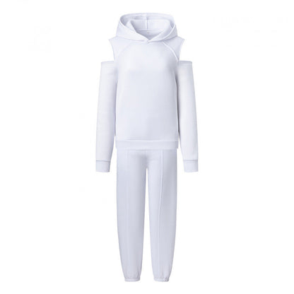 Damen Sportliches Sweatset Tiefes Raglanärmel Grau Norvielle