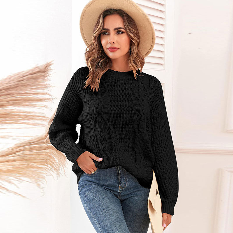 Damen Strickpullover Zopfmuster Lässig Norvielle