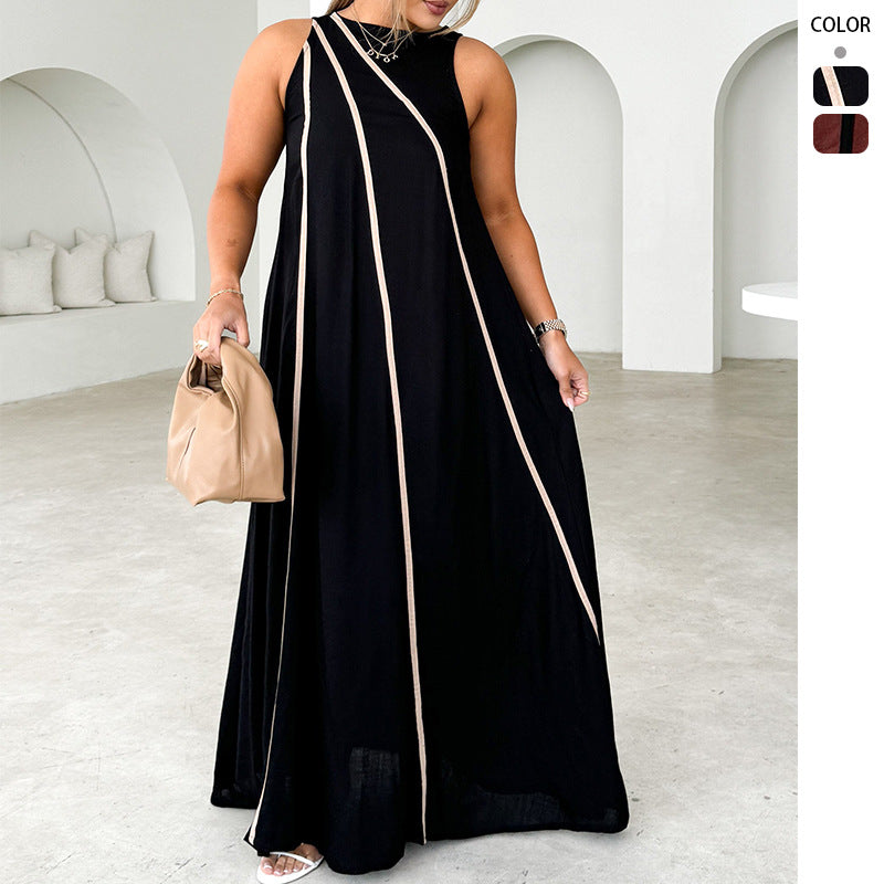 Damen Maxikleid Asymmetrisch Elegante Schnürung Schwarz - Norvielle