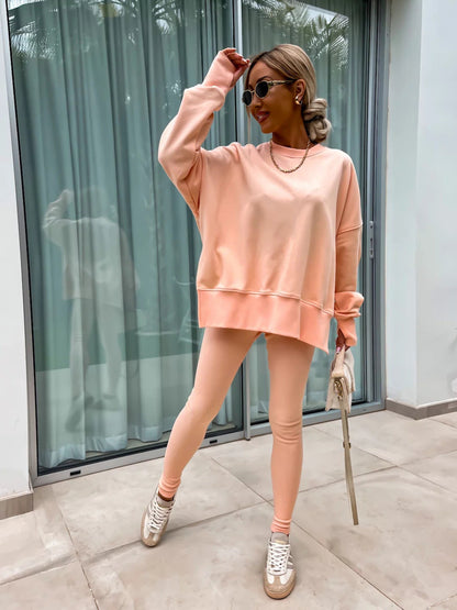 Damen Sportanzug Oversized Sweatshirt und Leggings Norvielle