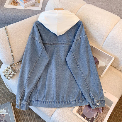 Damen Denimjacke Lässig Mit Kapuze